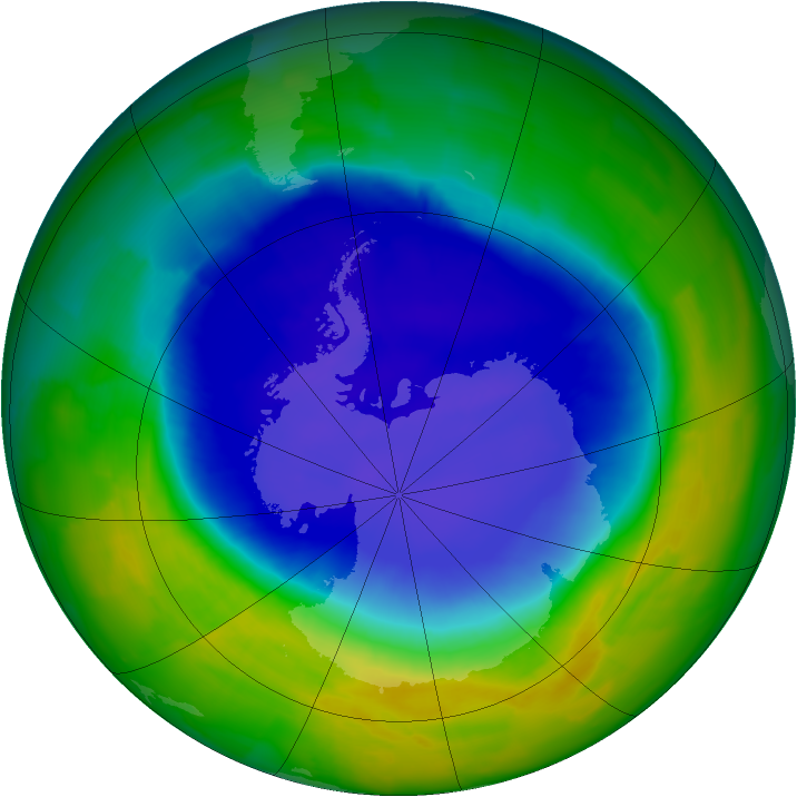 Antarctic ozone map for 09 November 2011
